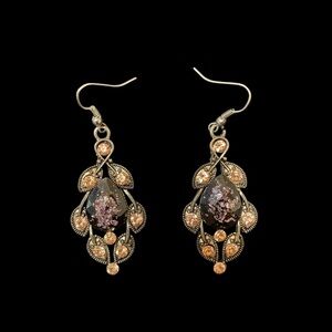 VGT Multicolor Rhinestone Gunmetal Dangle/Teardrop Earrings